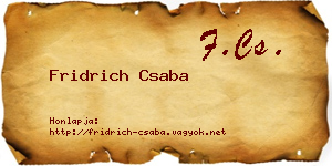 Fridrich Csaba névjegykártya